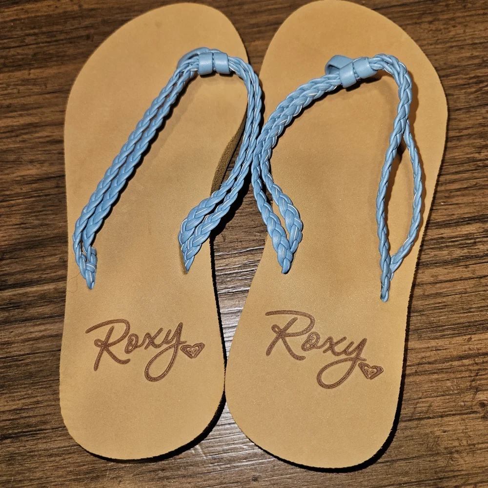 Roxy Sky Blue Braided Sandals Girls size 11